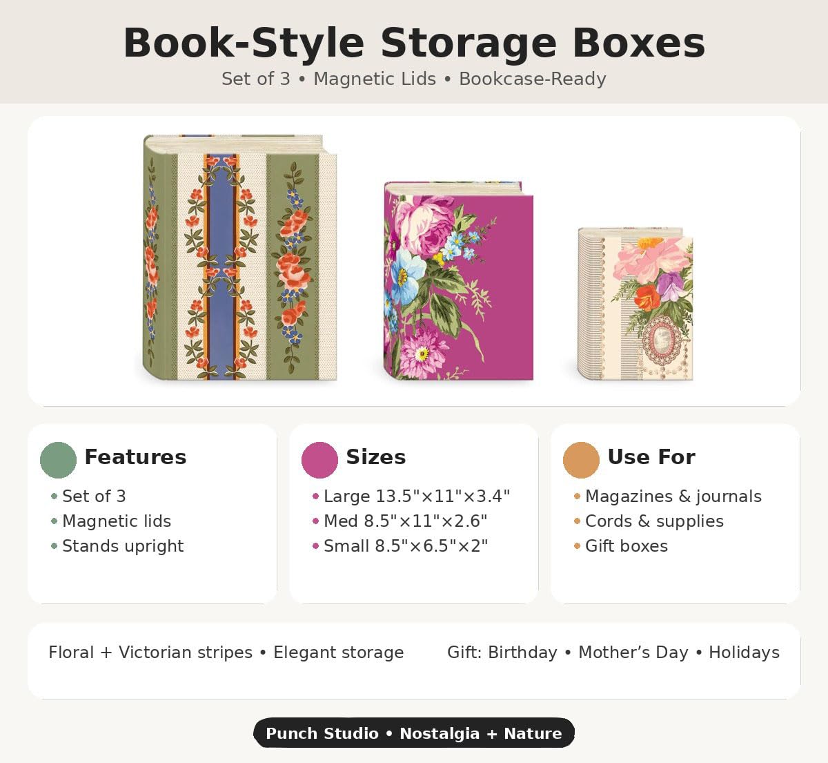 Amazon.com: Punch Studio Decorative Storage Boxes with Lids