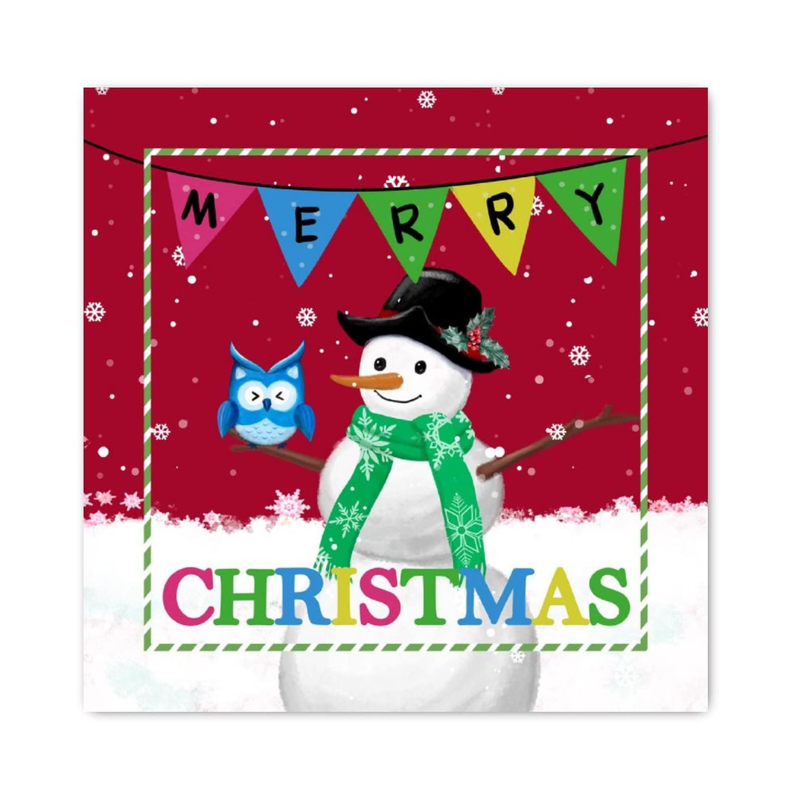 Bonhomme de neige à suspendre en bois Merry Christmas chic