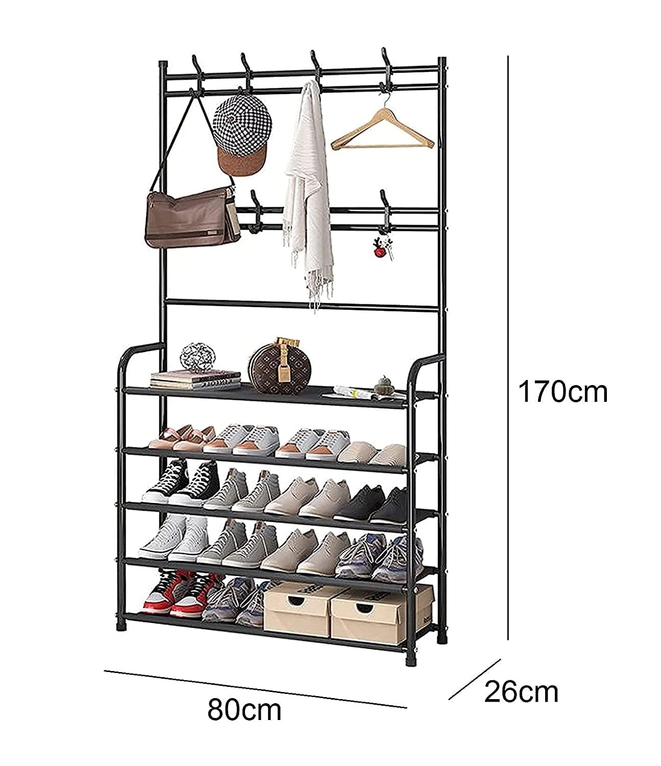 BuenoVida Cloth Stand for Room, Clothes Hanger Stand for Home, Coat Hanger Clothes Stand Hanging Wrought Iron Rack Standing Unit for Home, Bedroom Storage Organizer 1