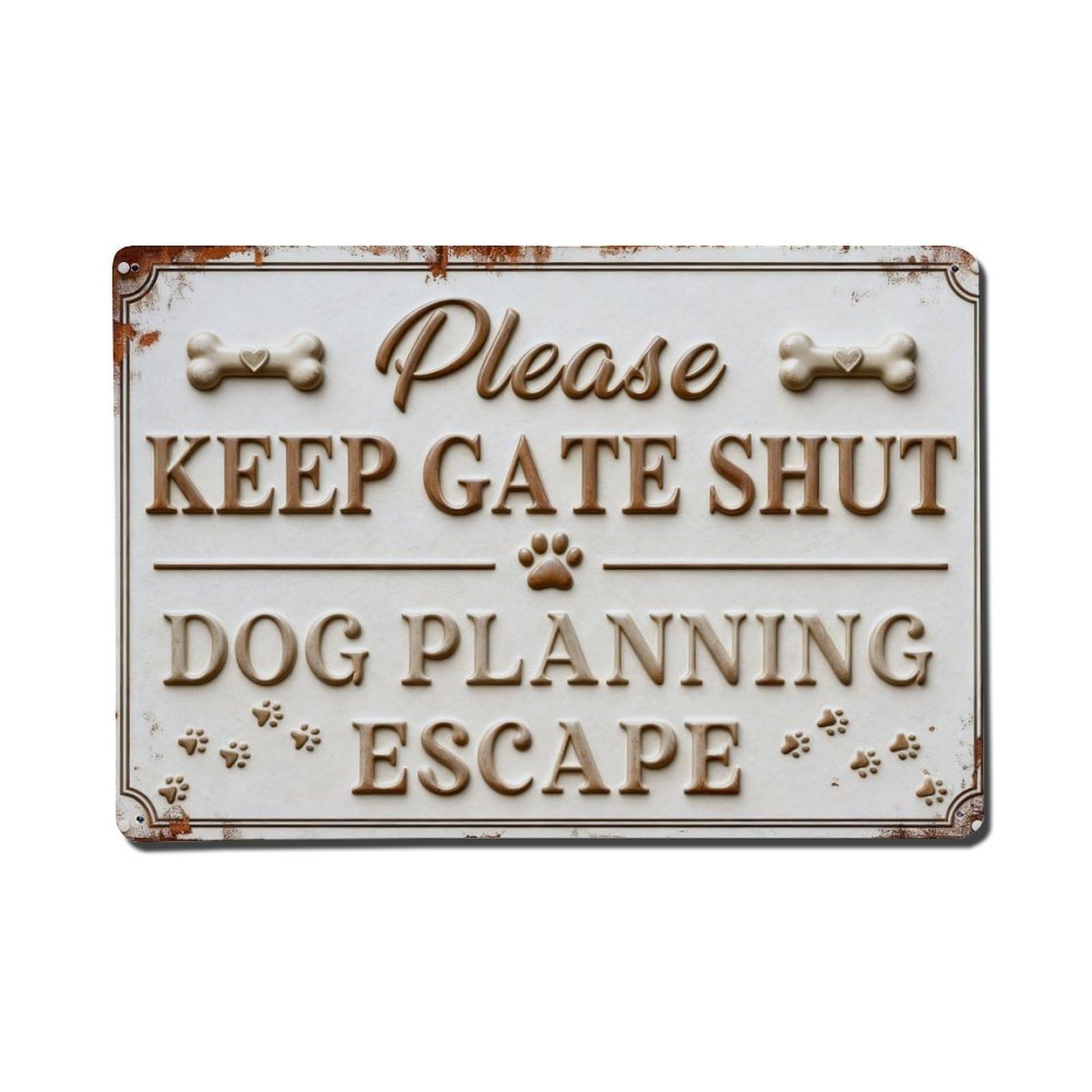Iageret Vintage Please Keep Gate Shut Dog Planning Escape Metal Tin Sign Retro Wall Decor, Bar Garage Cafe Kitchen Home Wall Art Poster Decoration 8X12inches