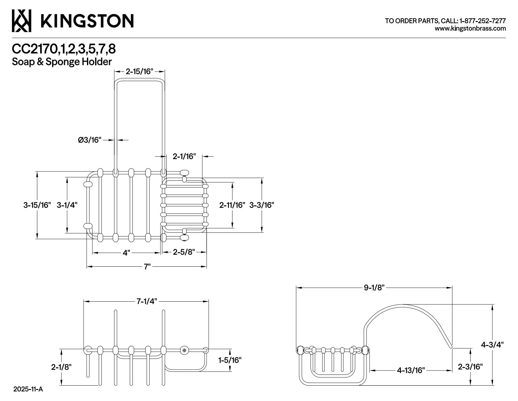 Kingston Brass CC2171 7 pulgadas giratoria de jab-n y esponja Holder - cromo pulido