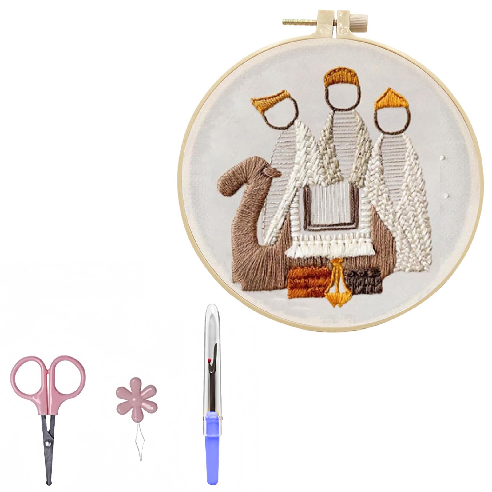 HZBB Religious Embroidery Set with Stitching Hoop Instruction Sewing Thread and Needle Beginner Embroidery Craft Supplies Craft Set
