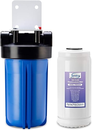 iSpring WDS80K - Filtro de agua para toda la casa antiescala de 10 x 4.5 pulgadas con inhibidor de incrustaciones patentado