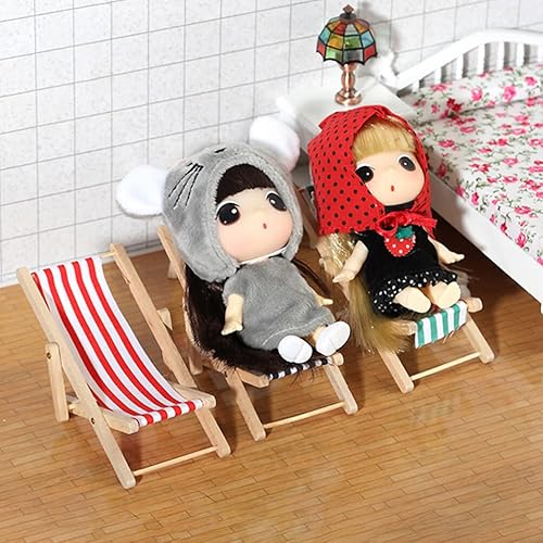 Miniatura 2 de BESPORTBLE 4 piezas de decoración de casa de muñecas en miniatura, casa de muñecas, silla de playa, mini decoraciones de jardín para casa de