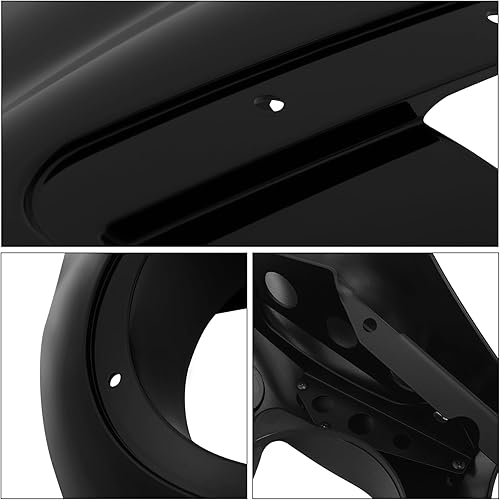 Miniatura 5 de TCT-MOTORPARTS Carenado de cabeza de cuarto y parabrisas y abrazadera de horquilla negra de 1.929 in para Harley Sportster