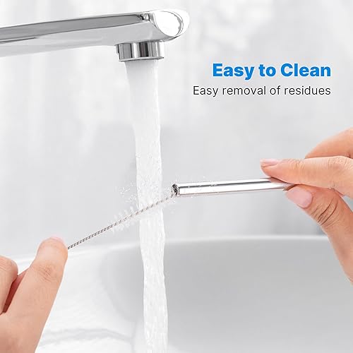 Miniatura 18 de Metal Straw with Silicone Tip for 40oz Stanley Cup, 2 Pcs Stainless Steel Straws Replacement for Stanley 40 oz Adventure Quencher Travel Tumbler