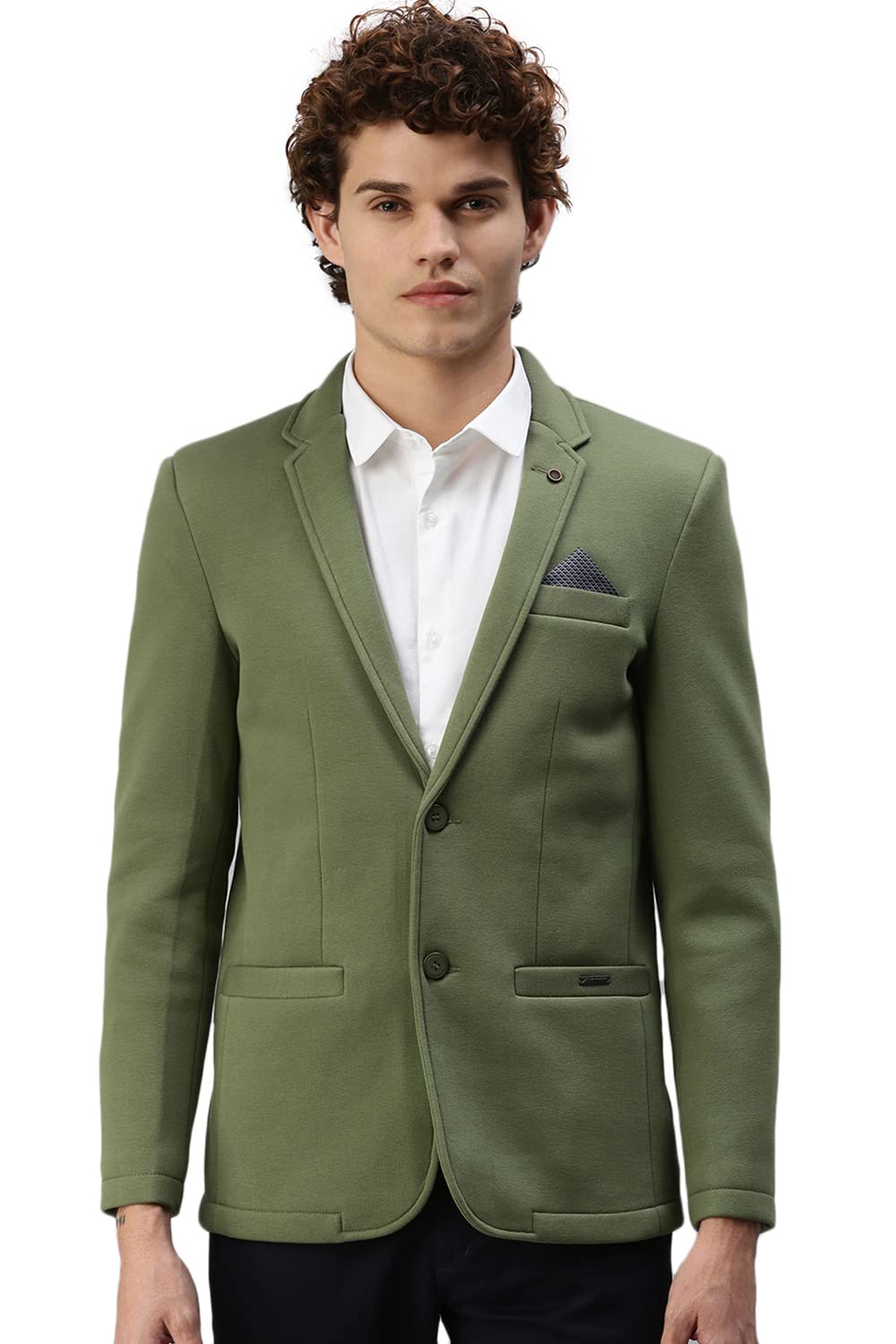 Men Casual Solid Blazers_AR12_Green