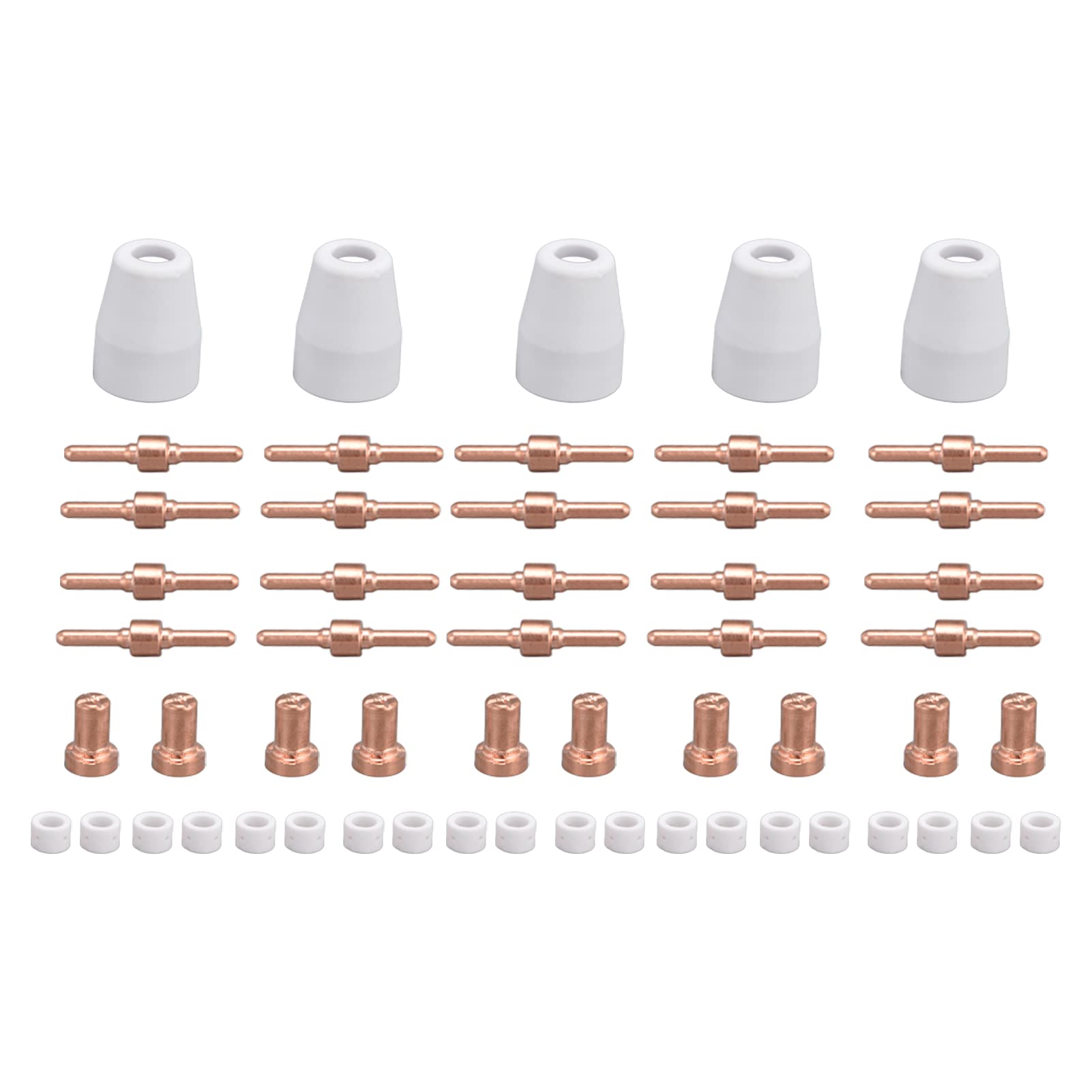 Respicefinem 65Pcs Plasma Cutting Consumables Ceramic Copper Plasma Cutter Tips Kit Suitable For Various Plasma And Welding Guns Including CT312 CUT50 ACDC TIG200 CT520 CT512P