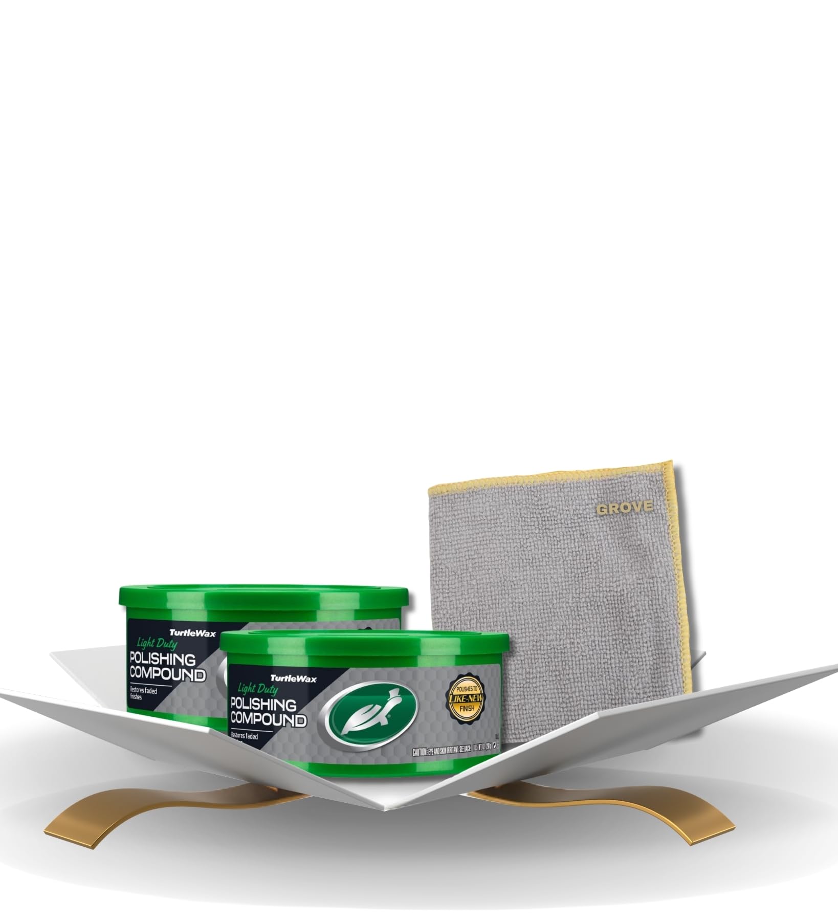 Polishing Compound 10.5 oz Bundle with Microfiber Cloth – Restores Faded Finishes, Removes Oxidation and Stains, Enhances Shine – Gift Set (3 Items)