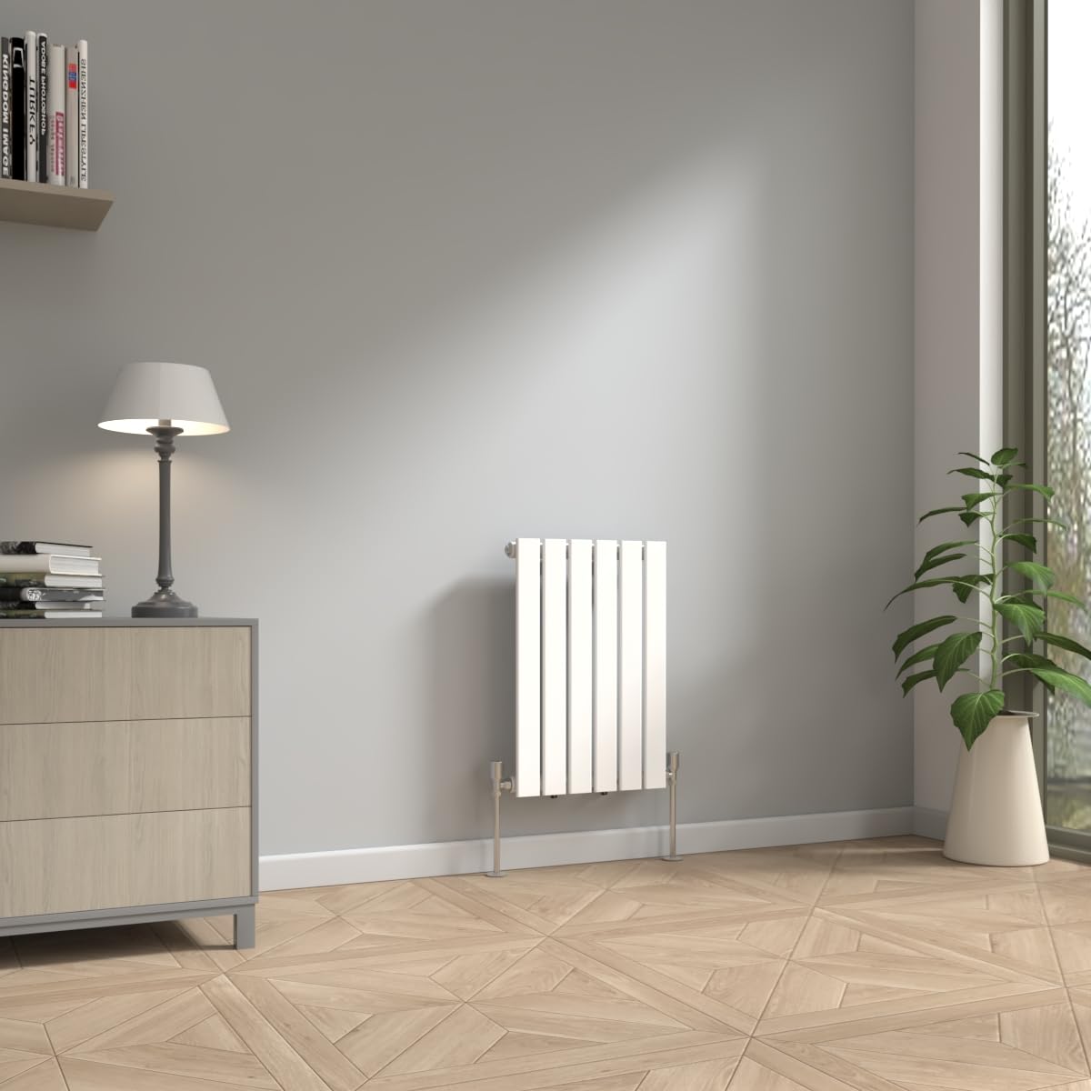 NRG 600 x 408mm Horizontal Radiator Gloss White Single Modern Flat Panel Bathroom Central Heating Heater Radiators