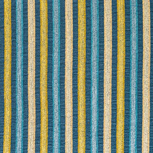 Image of DWELLSINDIA Striped Fabric Design Self Adhesive Wallpaper Peel & Stick, Waterproof, Scratch Resistant, Laminated (41cm x 244cm, Teal & Yellow)