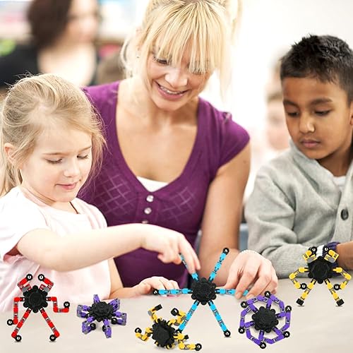Miniatura 6 de Paquete de 16 Fidget Spinners deformables para aliviar el estrés, juguete sensorial, robot, giratorio en espiral mecánico, juguete de cadena