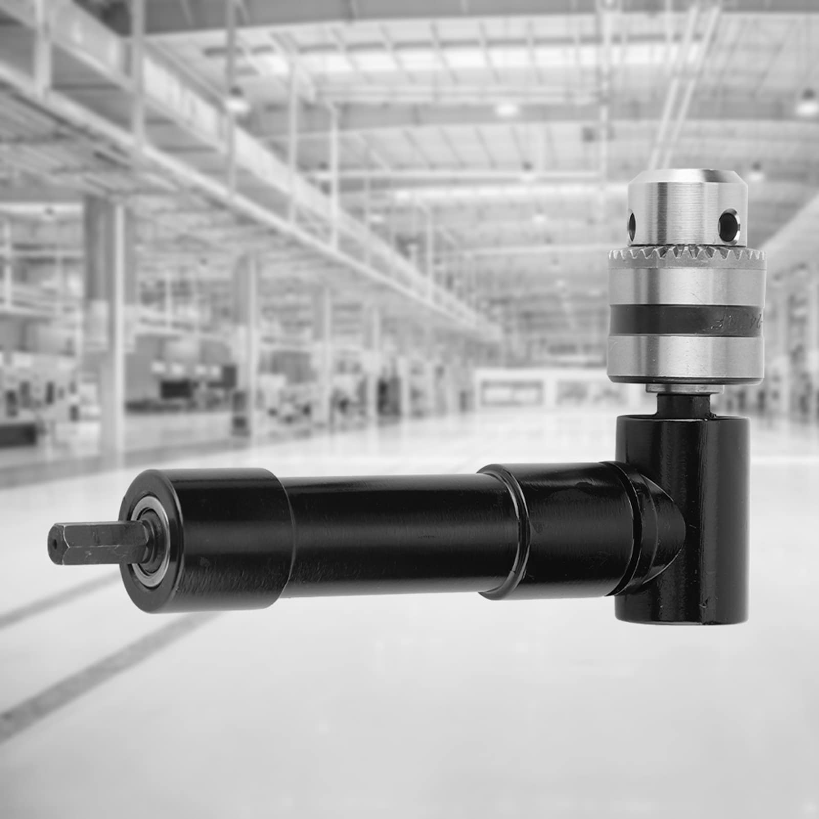 Adattatore Angolare per Trapano 90 Gradi, 1-10mm con Chiave Mandrino e Porta Punte, Prolunga ad Angolo Retto per Trapano Elettrico
