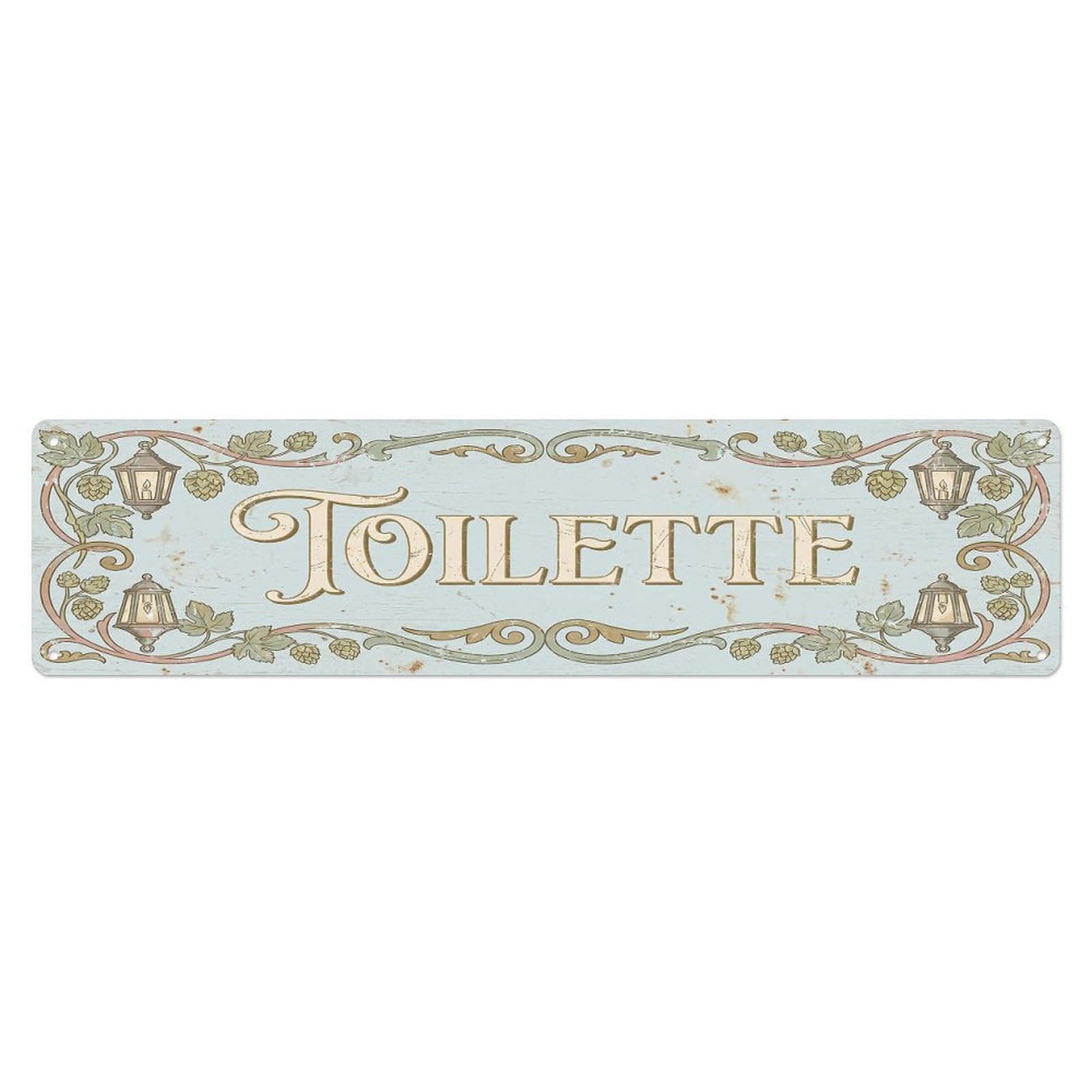Shabby Elegant Biergarten Restroom Toilet(WC) Door Metal Tin Sign Plaque Wall Decor for Cafe, Club Bar, Office, Home Garden Metal Poster 4x16Inch