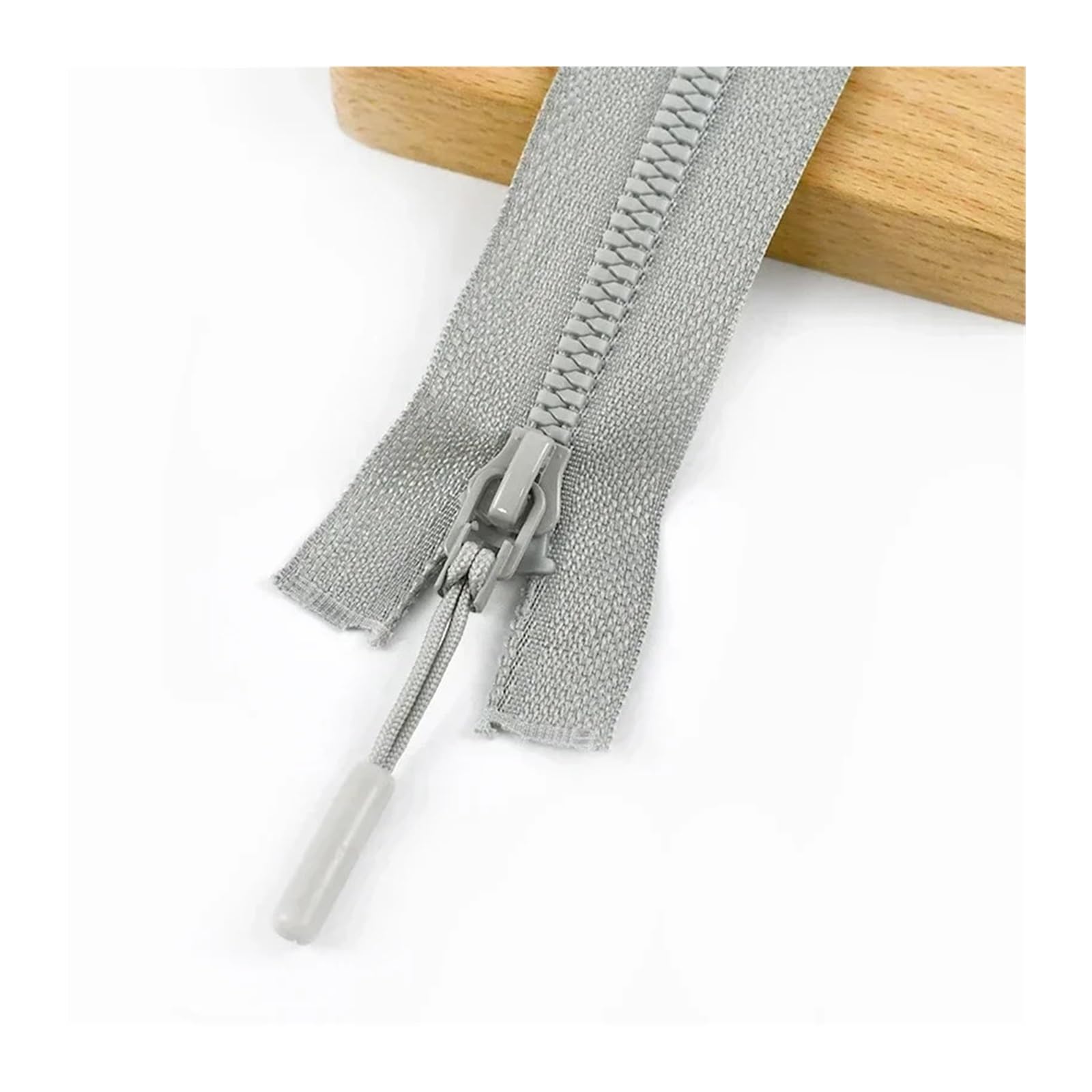 2/5/10Pcs 5# Sewing Resin Zipper 15/18/25cm Close-End 40-80cm Open-End Zippers for Bag Clothes Zip Repair Kit DIY Accessories(LightGray,OpenEnd-60cm,10Pcs)