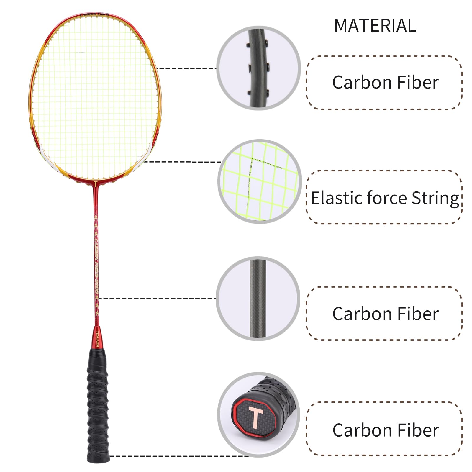 2-Spieler-Graphit-Badmintonschläger-Set – inklusive 1 Badminton-Tasche, 1 Schläger/2 Federbälle, 12 Stück