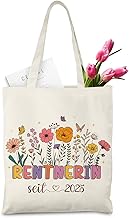 TUZELIYA Renteneintritt Geschenk Frauen Baumwolltasche - Rentnerin Geschenk Stoffbeutel - Lustige Ruhestand Geschenk 2025 für Frauen Mama - Abschiedsgeschenk Kollegin 35 x 40CM