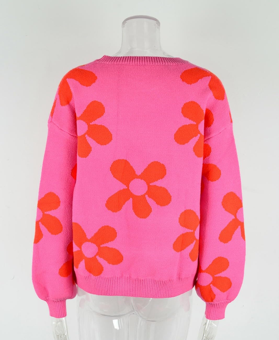 Maglione da Donna Carino, Pullover Ampio Lavorato A Maglia con Scollo Tondo, Maniche Lunghe-Bianco-l