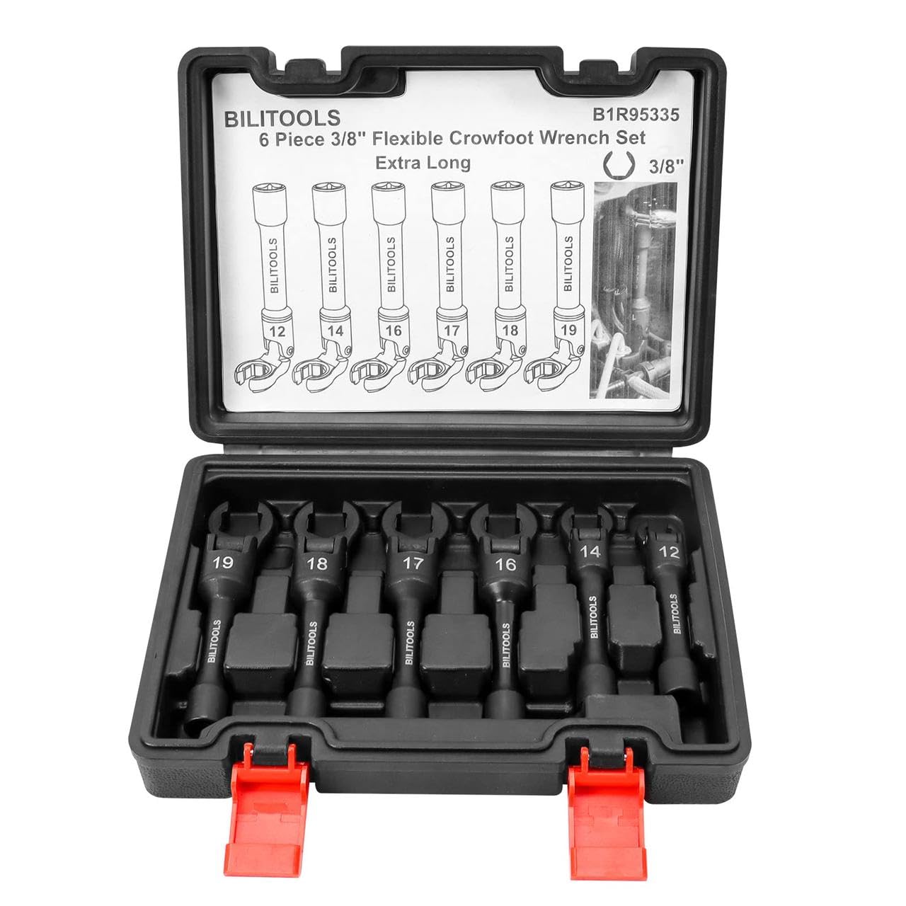 BILITOOLS Leitungsschlüssel Satz 3/8 Zoll 6-tlg mit Gelenk 12-19 mm