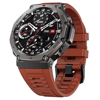 Shyenah DM58 GPS Adventure Sports Military Grade Smartwatch 1.43" AMOLED,5ATM Waterproof, 170+ Sports, Compass, Altimeter, 24H Sleep, Heartrate, Blood Oxygen, Stress, 500mAh Battery (Red Band)