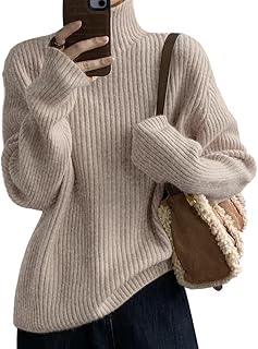 [Bidason] セーター レディース タートルネック リブニット 長袖 トップス 柔か 暖かい 伸縮性 シンプル おしゃれ 大人 可愛い 体型カバー プルオーバー ニットソー カジュアル 通勤 秋 冬