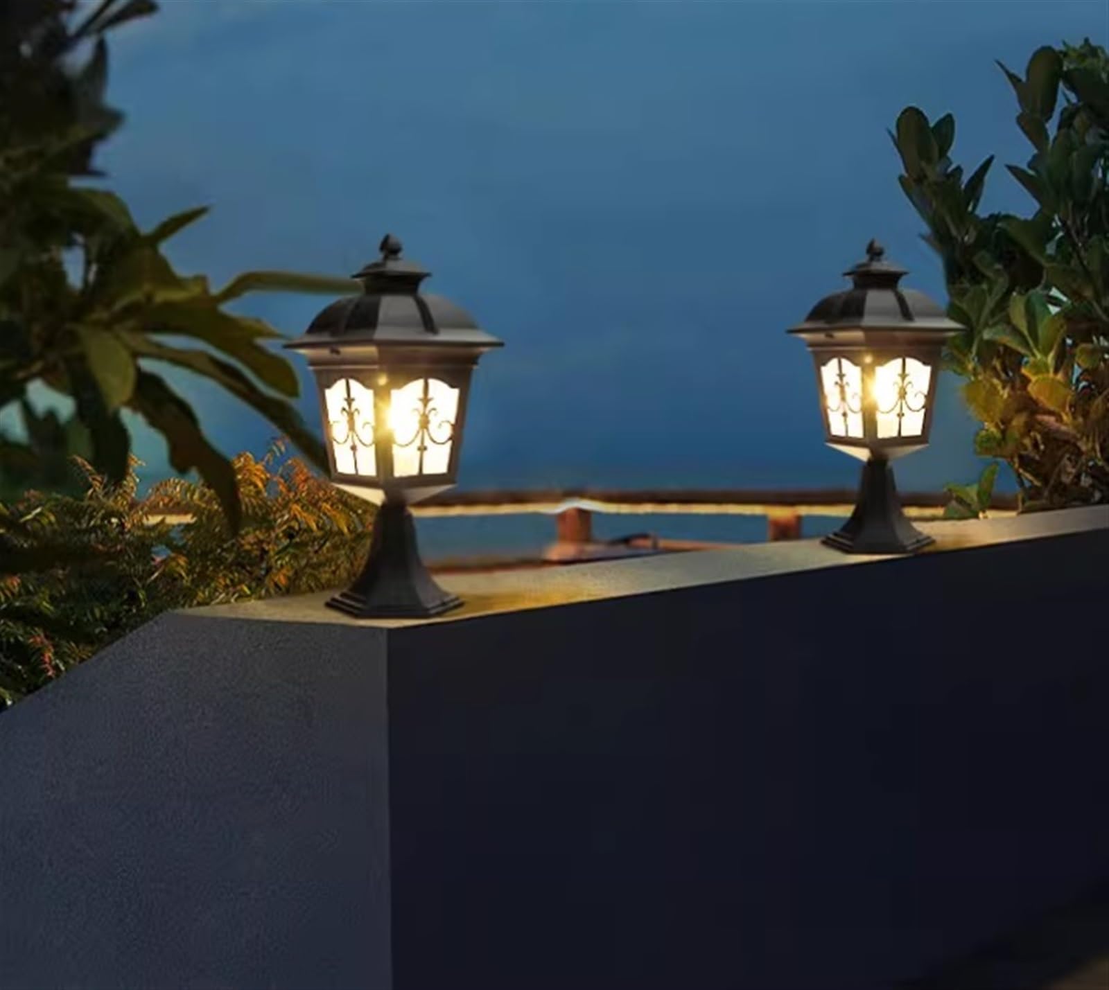 Oświetlenie Ogrodowe Europejska Lampa Słupowa, Szklana Aluminiowa, Lampa Słupkowa, Oświetlenie Ogrodowe, Oświetlenie Zewnętrzne E27, Oświetlenie Tarasu, Ganku I Bramy Słupki Oświetleniowe(Bronze)