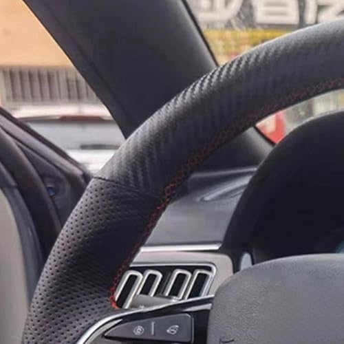 Miniatura 2 de ChrySm Car Steering Wheel Cover Carbon Black Leather, for BYD Song Plus Dmi Song Pro EV New Energy Qin Plus 2020 2021 2022 2023