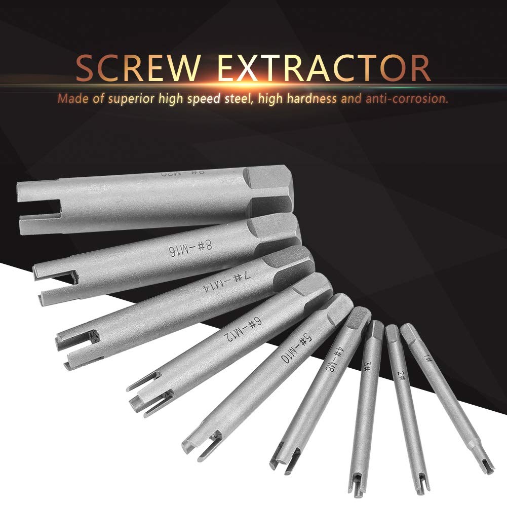 Screw Extractor- 9Pcs Tap Extractor Set Screw Extractor Steel Broken Head Taps Remover Stripped Screw Tap Extractor Set - Image 3
