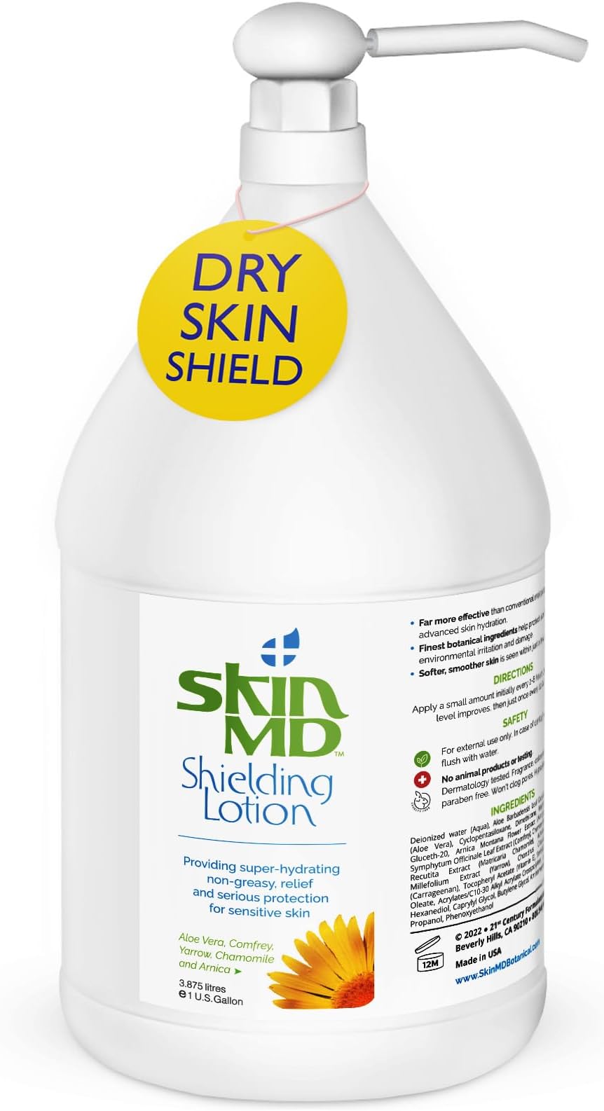Skin MD Shielding Lotion Hydrating Body Lotion for Sensitive Skin with Dispenser | Non-Greasy, Fast-Absorbing Moisturizer with Plant-Based Ingredients, Eczema & Psoriasis Relief - 1 Gallon