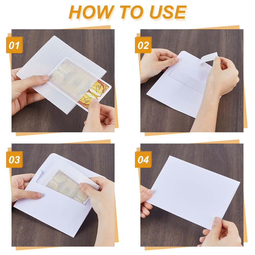 UNICRAFTALE Juego de 150 sobres de papel rectangulares blancos con protector de envío para tarjetas deportivas, 12 x 10 cm, para envío seguro y almacenamiento a largo plazo, diferentes
