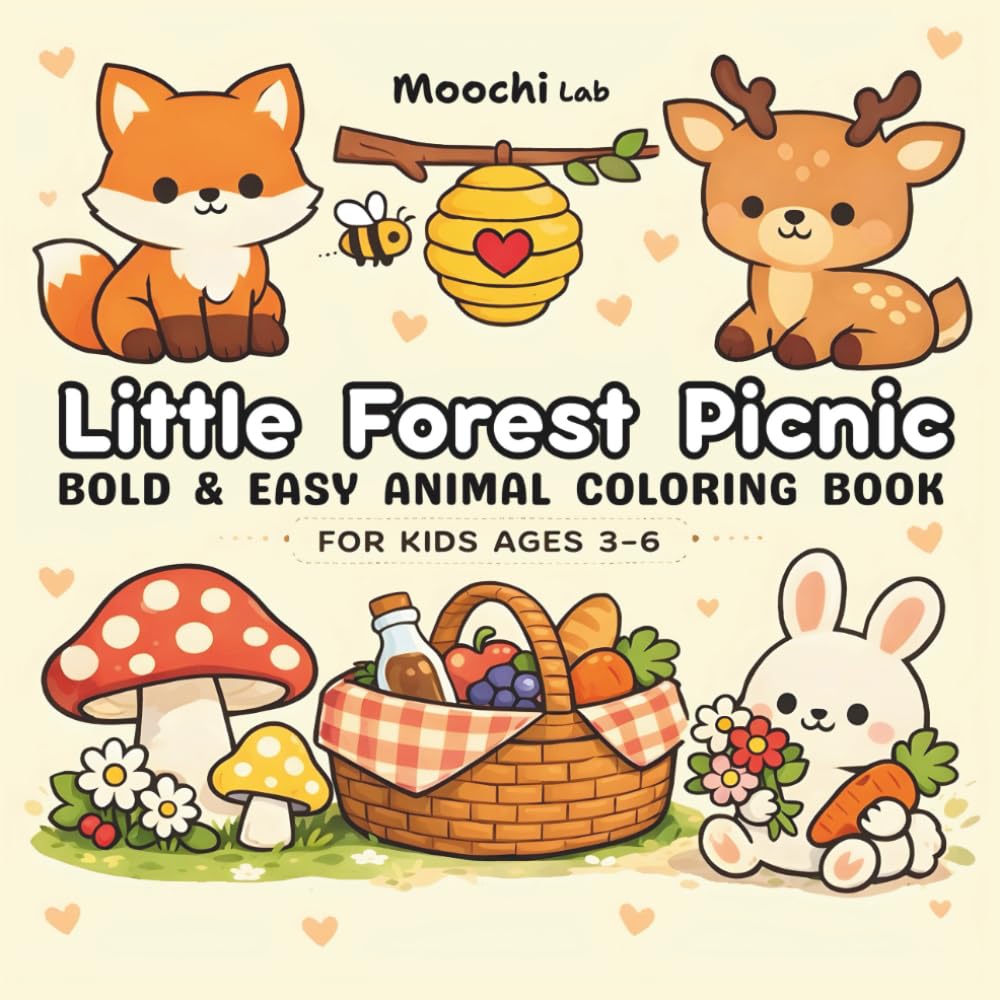 Little Forest Picnic: Bold & Easy Animal Coloring Book