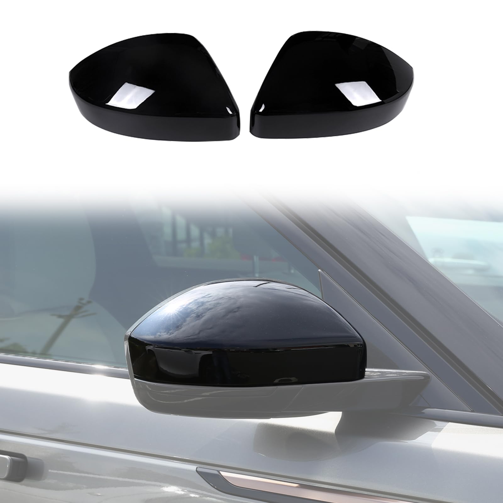 Car Door Rear View Mirror Cover Trim Compatible with Land Rover Discovery Sport 2016-2025/VELAR 2017-2025/Evoque 2015-2025,ABS Outside Rearview Mirror Cover decoration (Piano Black)