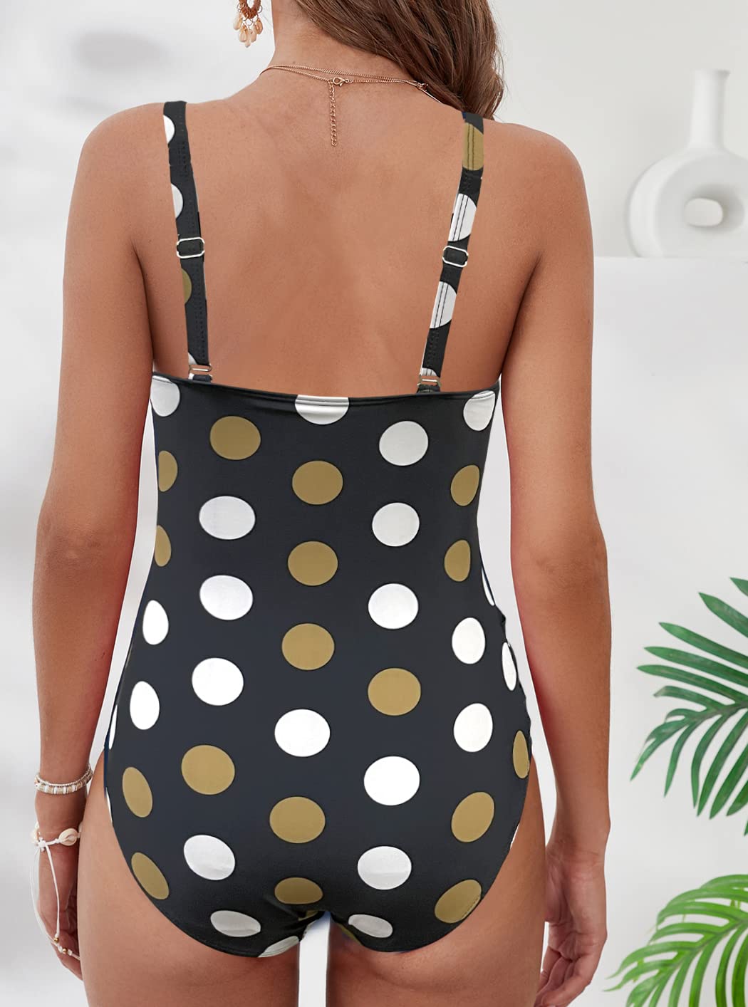 Rayson Bañadores Mujer Reductores Vientre Plano con Relleno Talla Grande Trajes de Baño Una Pieza Fruncido Cuello en V Bañador Reductor Mujer Espaguetis Ajustables