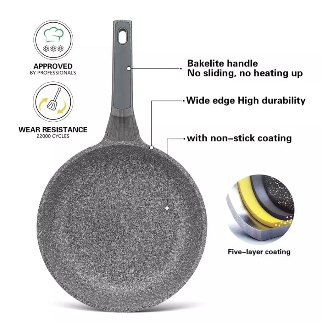 Patelnia z granitową powłoką nieprzywierającą Aluminiowa patelnia indukcyjna z dolnym dnem (kolor: A, rozmiar: 26 cm) (A 26 cm)