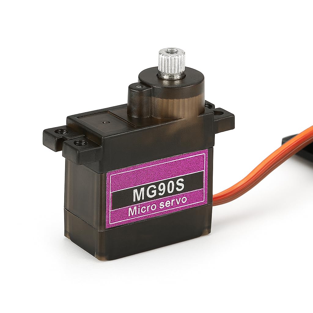 5 x Micro Servo Moteur MG90S 360º en Metal, Noir, Pour Hélicoptère RC Smart Robot Voiture Avion Bateau, Connecteur à 3 fils, Contrôle de Mouvement de Précision, Robotique et Modélisme