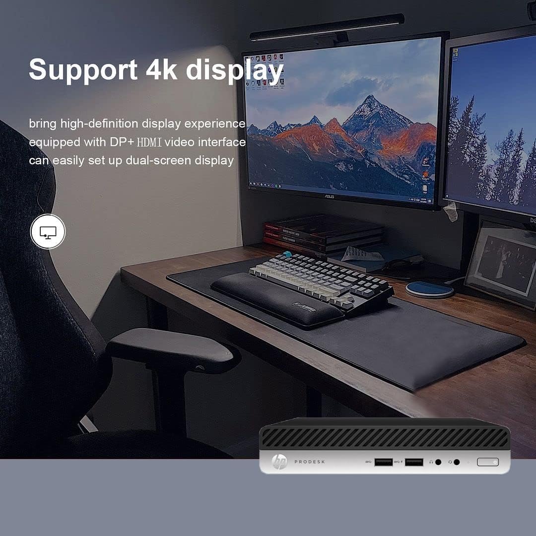 HP ProDesk 405 G4 Mini Desktop Computer, AMD Ryzen 5 2400G 3.6GHz Business Desktop PC, 8GB DDR4 RAM, 256GB SSD, Keyboard, Mouse, WiFi/Bluetooth, 4K Support, Windows 11 Pro(Renewed)