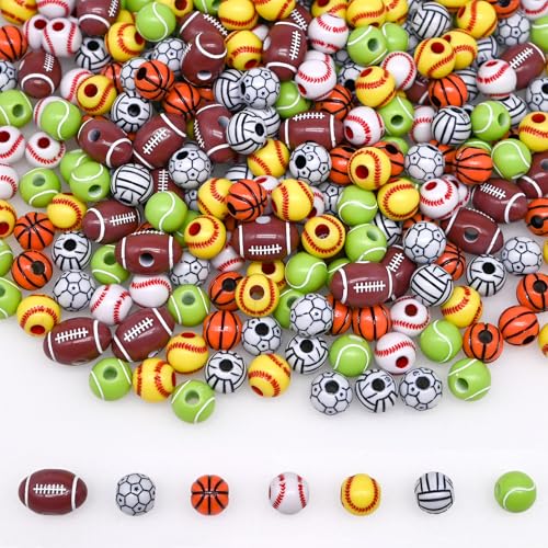 200g+ Mixed Sports Beads for Jewelry Making Bracelet Keychain Necklace