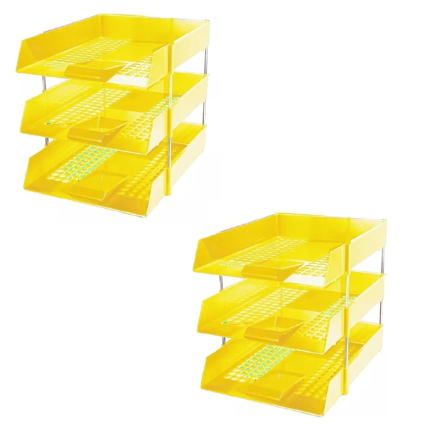Evrite Yellow A4 Lettertray With Risers Letter Tray - Pack Of 6 Trays + 4 Riser Sets