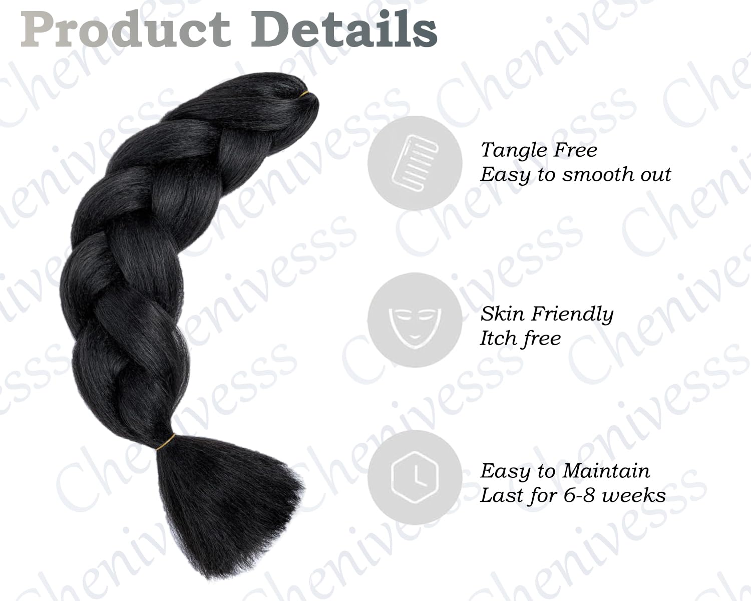 3 Pcs /300g 24 Inch Jumbo Braiding Hair, Braid Hair Extensions Synthetic Wig - Image 4