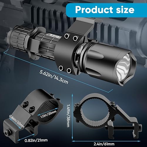 Miniatura 6 de WholeFire Linternas de riel Picatinny de 5000 lúmenes, 5 modos de luz recargable, linterna táctica para rifle con montaje de rieles Picatinny e