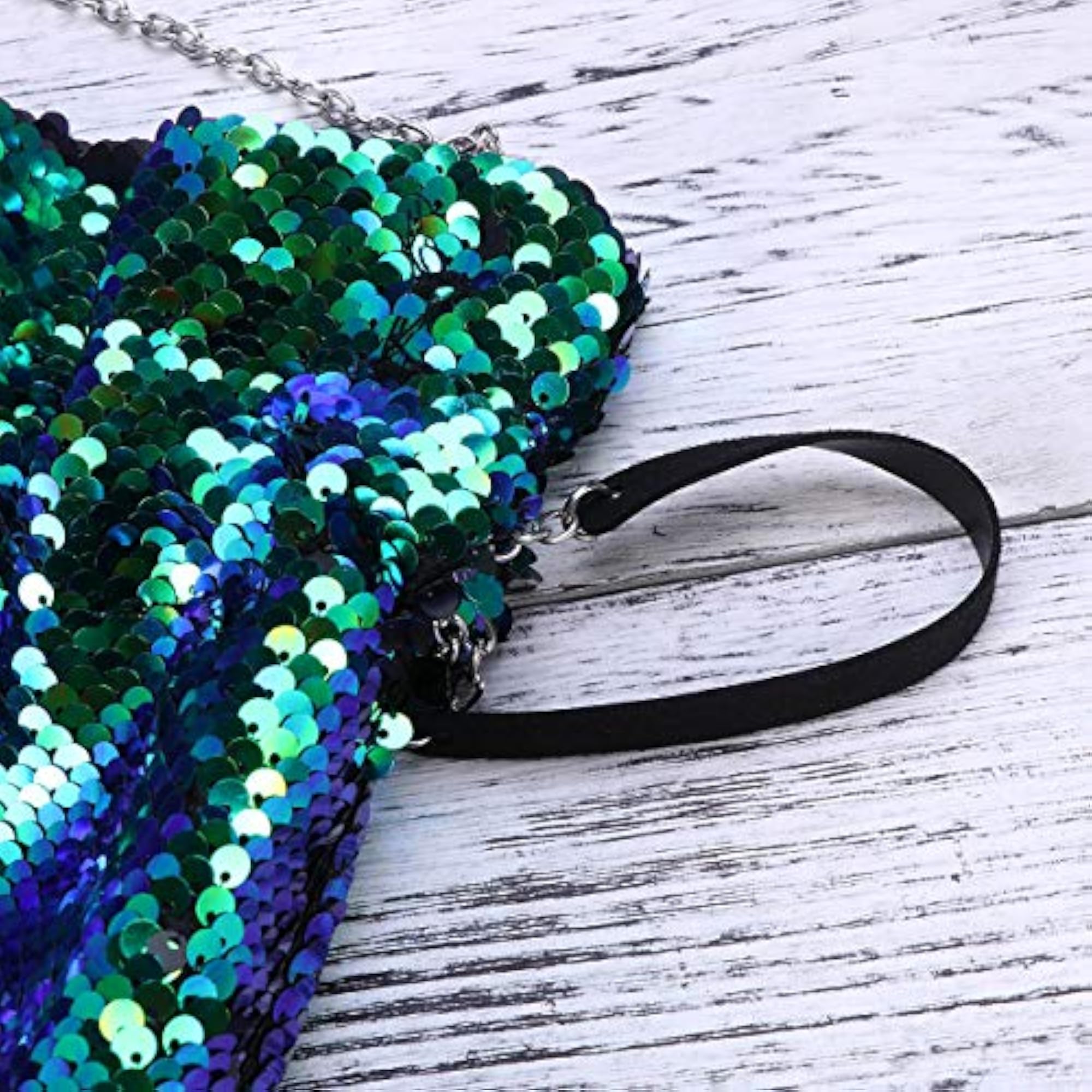 Women's Beam Drawstring Bag, Colorful Sequin Handbag