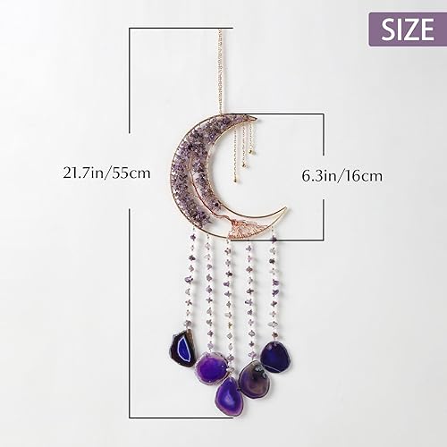 Miniatura 2 de Atrapasueños con piedras preciosas de ágata, árbol de la vida de 7 chakras, atrapasueños con piedras de cristal arcoíris, decoración de pared hecha