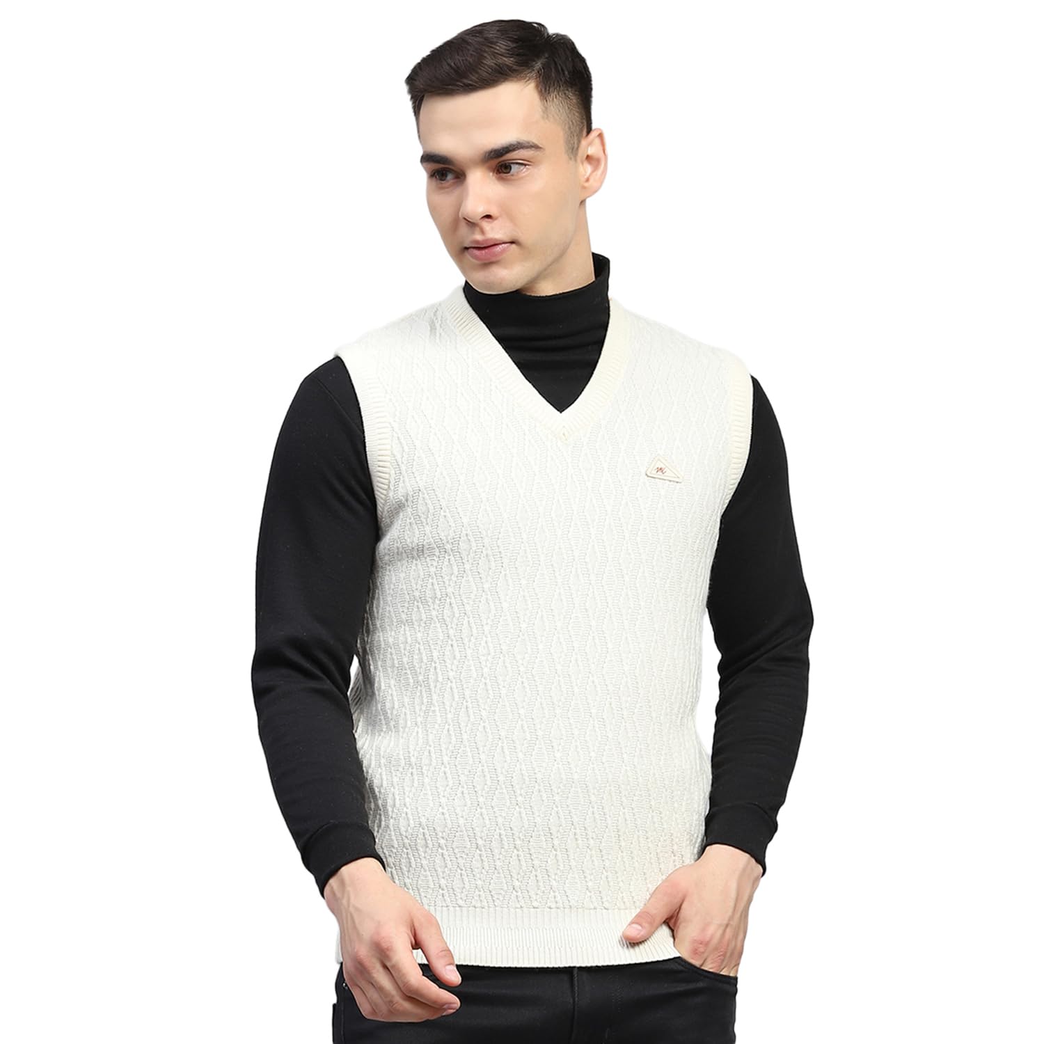 monte carlo Mens Self Design V Neck Sleeveless Sweater (1243134SL)-picture-39