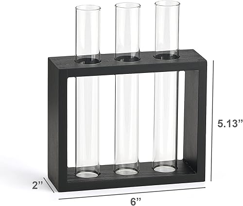 Miniatura 6 de Mkono - Maceta de cristal para colgar en la pared o mesas terrario moderno en soporte de madera para reproducción de plantas hidropónicas decoración