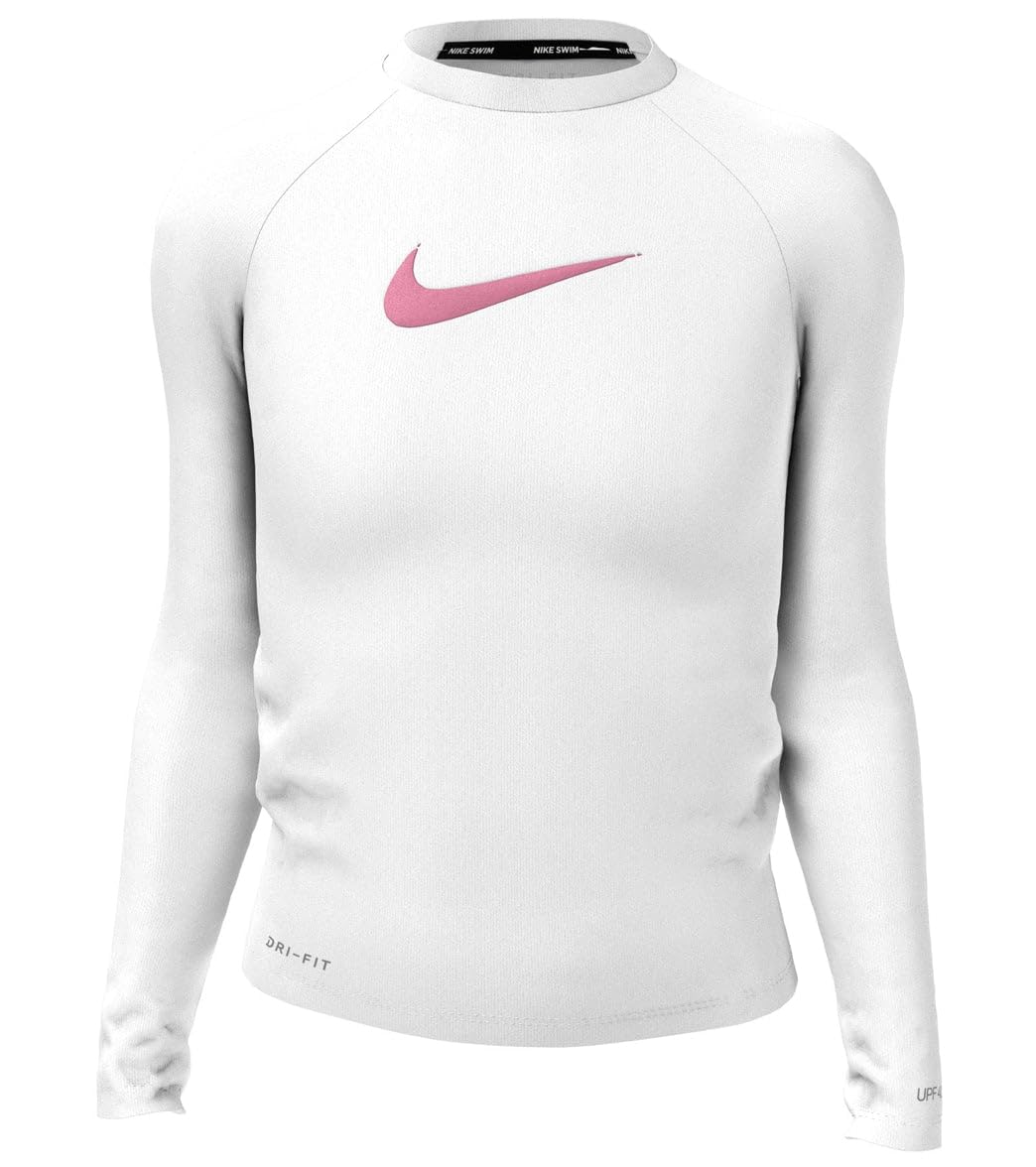 Nike Girls' Swoosh Long Sleeve Rashguard (Big Kid) White