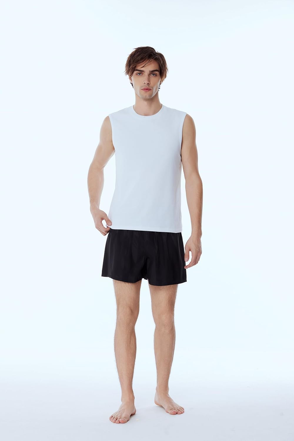 Men's Satin Boxers Pack Silky Boxer Shorts for Men, Silk Feeling Men's Underwear with Button Fly Pajamas Sleep Shorts - Image 2