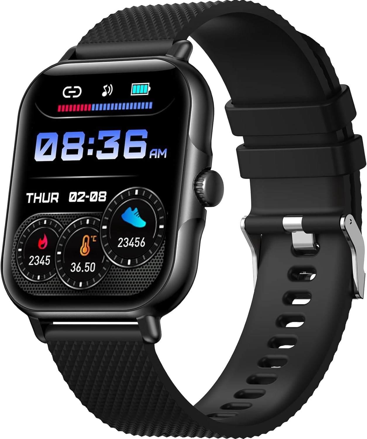 zaisia Smartwatch Uomo Donna, 1,85'' Orologio Fitness con Sonno Cardiofrequenzimetro, Smart Watch con Funzione di Notifica dei Messaggi e Chiamata, IP68 Impermeabile Tracker Fitness per Android iOS