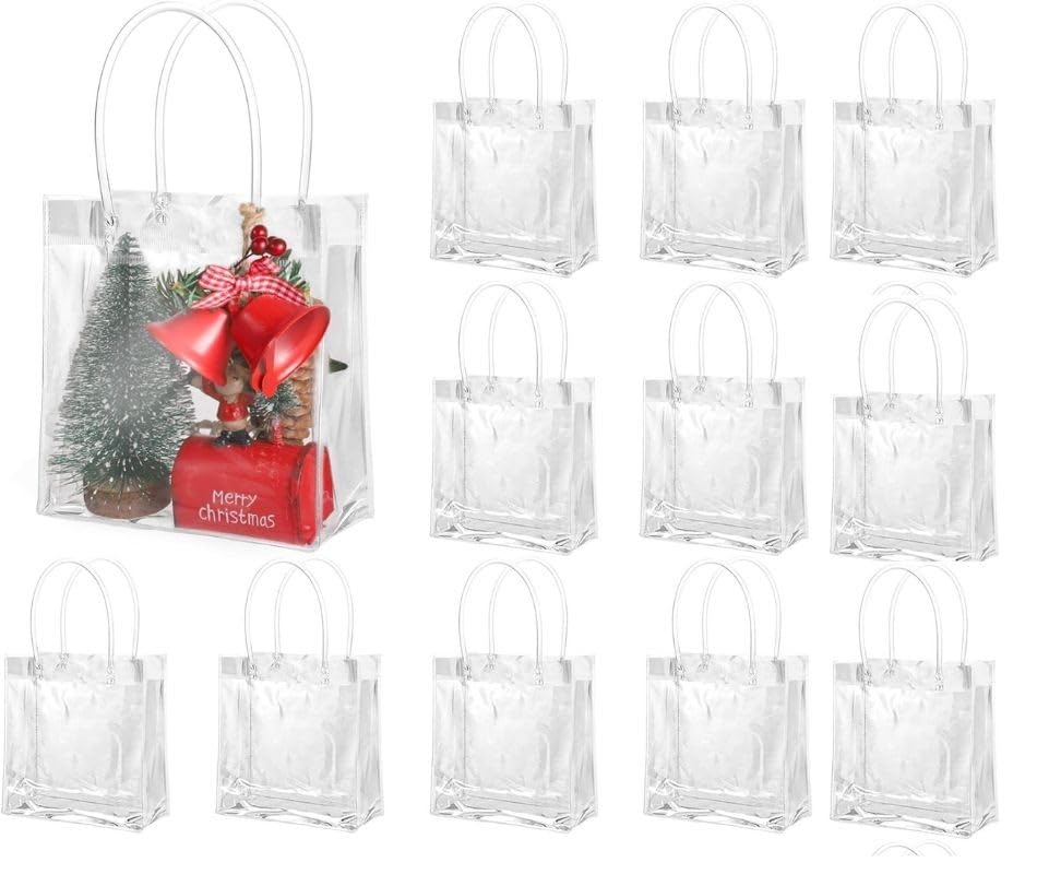 SATYAM KRAFT 12 Pcs Transparent Bag Goodie Bags With Handle Gift bag, hamper bag, Carry Bags, shopping gift bag, gift for Christmas Gifting, Presents, Wedding Return Gifts, Birthday, Party, Festivals(small)(Pack of 12) (B0CVL1J8W1) Amazon Price History, Amazon Price Tracker
