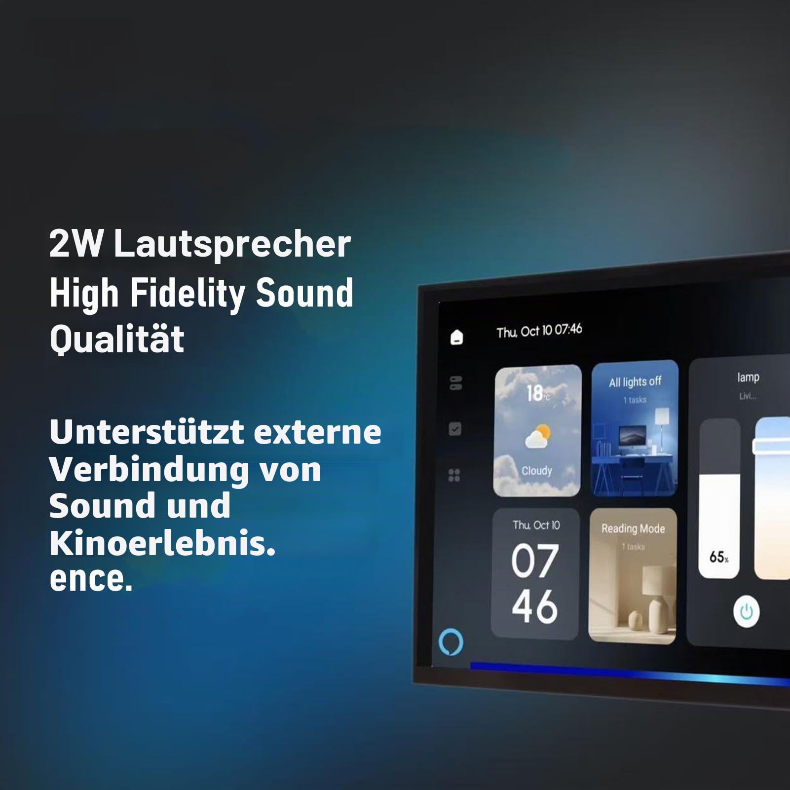 8 Zoll Smart Home Touchscreen -Panel, WiFi Voice Control & Assistant, 2 GB RAM 16 GB ROM, Wandmontage für Licht, Temperatur, Musik und Szenekontrolle
