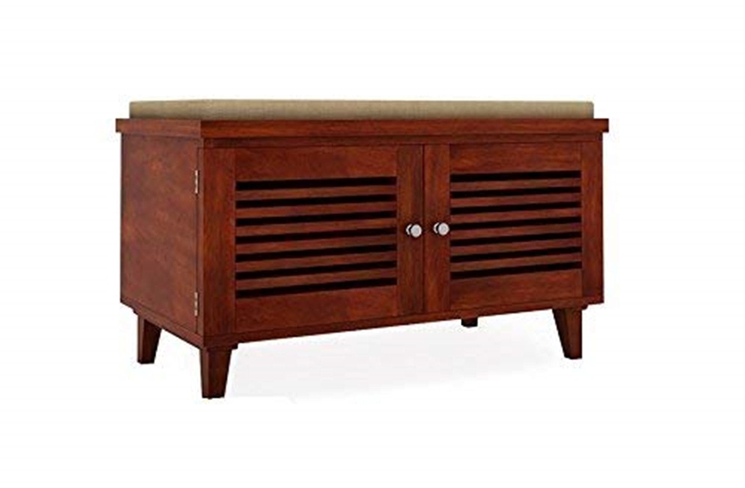 WOODSTAGE Sheesham Wood Shoe Rack Cabinets Shoes Storage Table Seating Bench Furniture For Home (Mahogany Finish), Brown-image-21